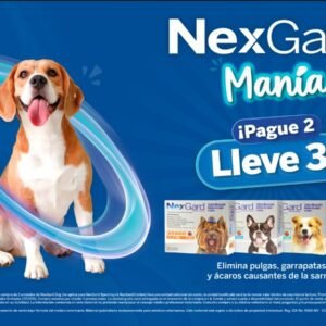 POR LA COMPRA DE 2 NEXGARD DOG DE LA MISMA REFERENCIA, LLEVA OTRA GRATIS DE IGUAL O MENOR VALOR. VALIDO HASTA SEP. 30 DE 2024